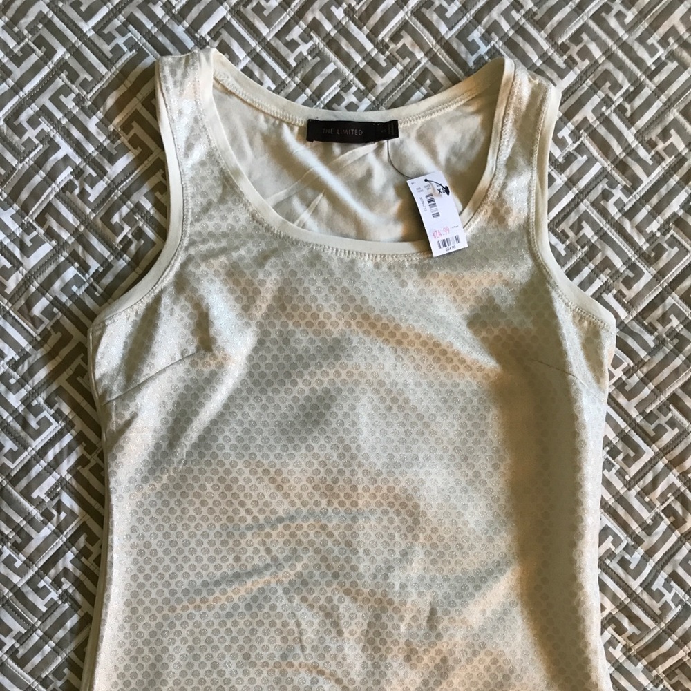 The Limited cream and gold polka dot tank